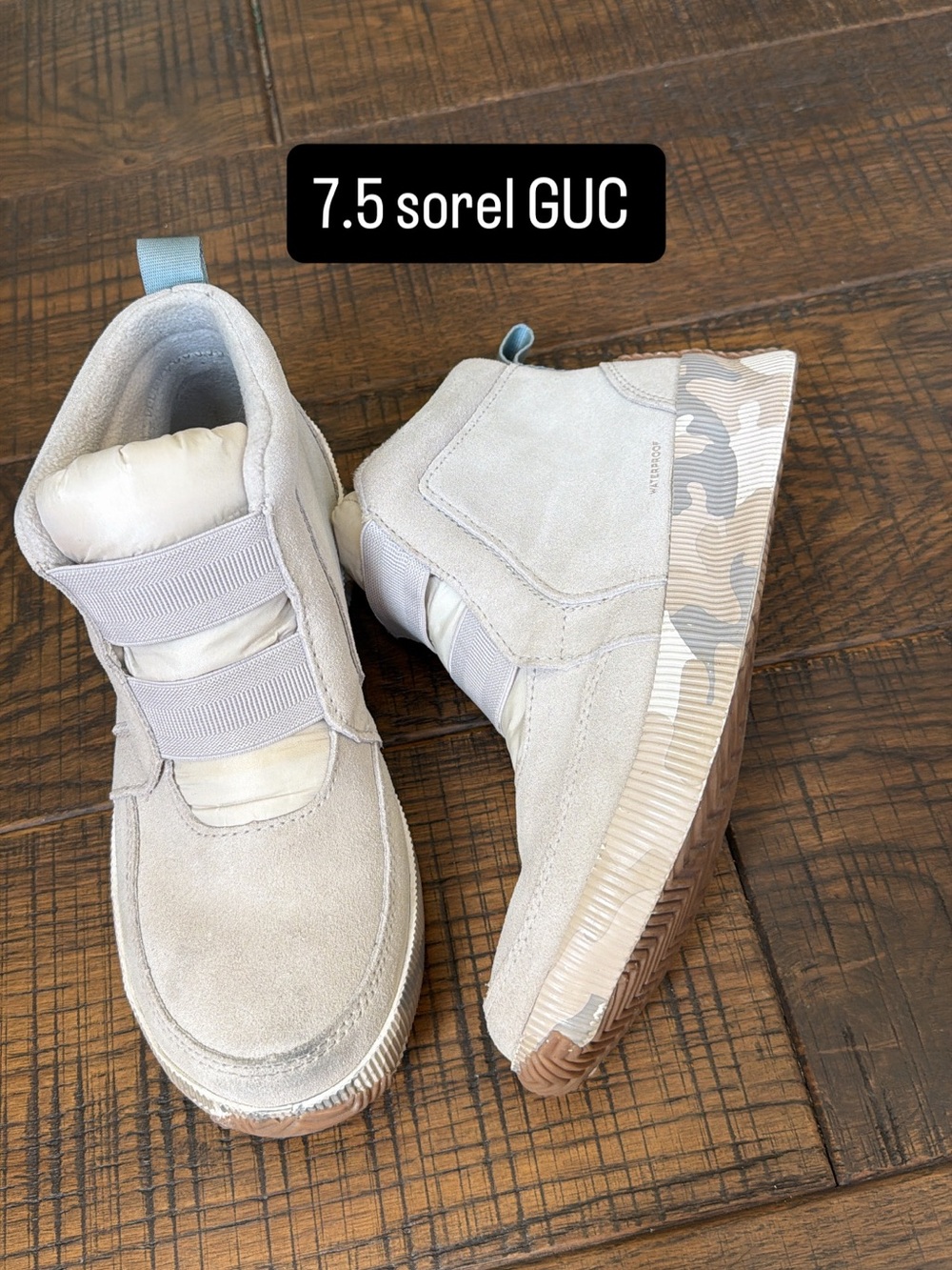 Sorel out and about cream camo boots